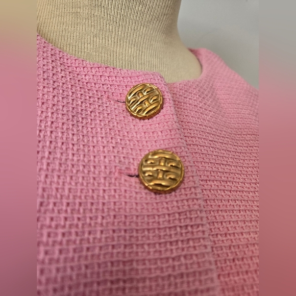 ZARA Pink Textured Tweed Jacket With Gold Buttons. Size XL - Picture 3 of 10